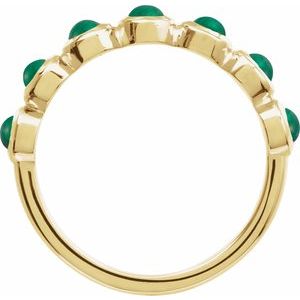 14K Yellow Gold Cabochon Natural Emerald Stackable Ring