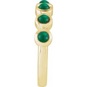 14K Yellow Gold Cabochon Natural Emerald Stackable Ring