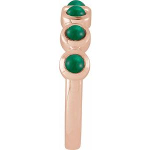 14K Rose Gold Cabochon Natural Emerald Stackable Ring