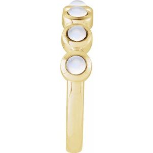 14K Yellow Gold Cabochon Natural Rainbow Moonstone Stackable Ring