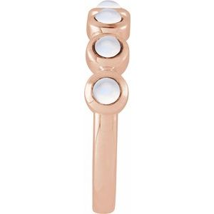 14K Rose Gold Cabochon Natural Rainbow Moonstone Stackable Ring