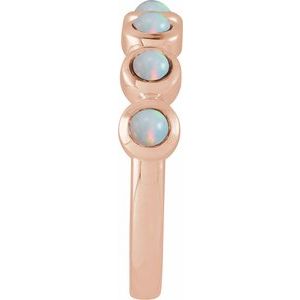 14K Rose Gold Cabochon Natural White Opal Stackable Ring