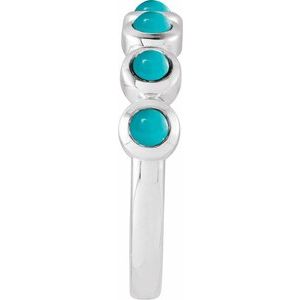 Sterling Silver Cabochon Natural Turquoise Stackable Ring