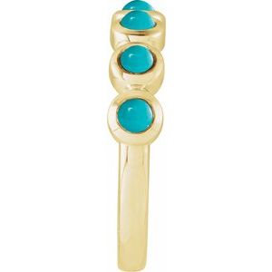 14K Yellow Gold Cabochon Natural Turquoise Stackable Ring