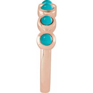 14K Rose Gold Cabochon Natural Turquoise Stackable Ring