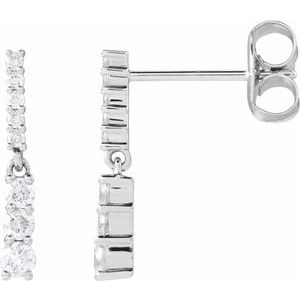 14K White Gold 1/4 CTW Natural Diamond Dangle Earrings