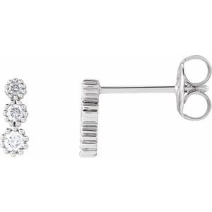 14K White Gold 1/8 CTW Natural Diamond Three-Stone Earrings