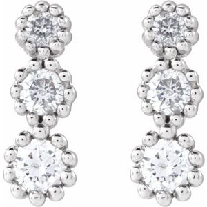 14K White Gold 1/8 CTW Natural Diamond Three-Stone Earrings