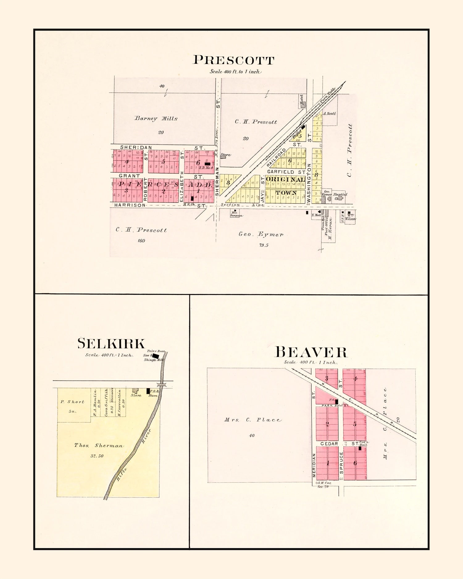 Vintage Map of West Branch, Michigan 1903