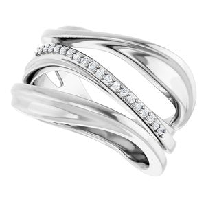 14K White Gold .07 CTW Natural Diamond Freeform Ring