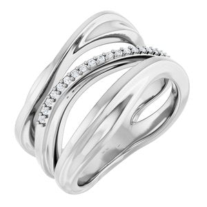 14K White Gold .07 CTW Natural Diamond Freeform Ring