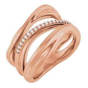 14K Rose .07 CTW Natural Diamond Freeform Ring
