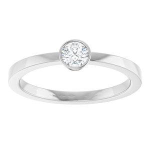 14K White Gold 1/5 CT Natural Diamond Ring