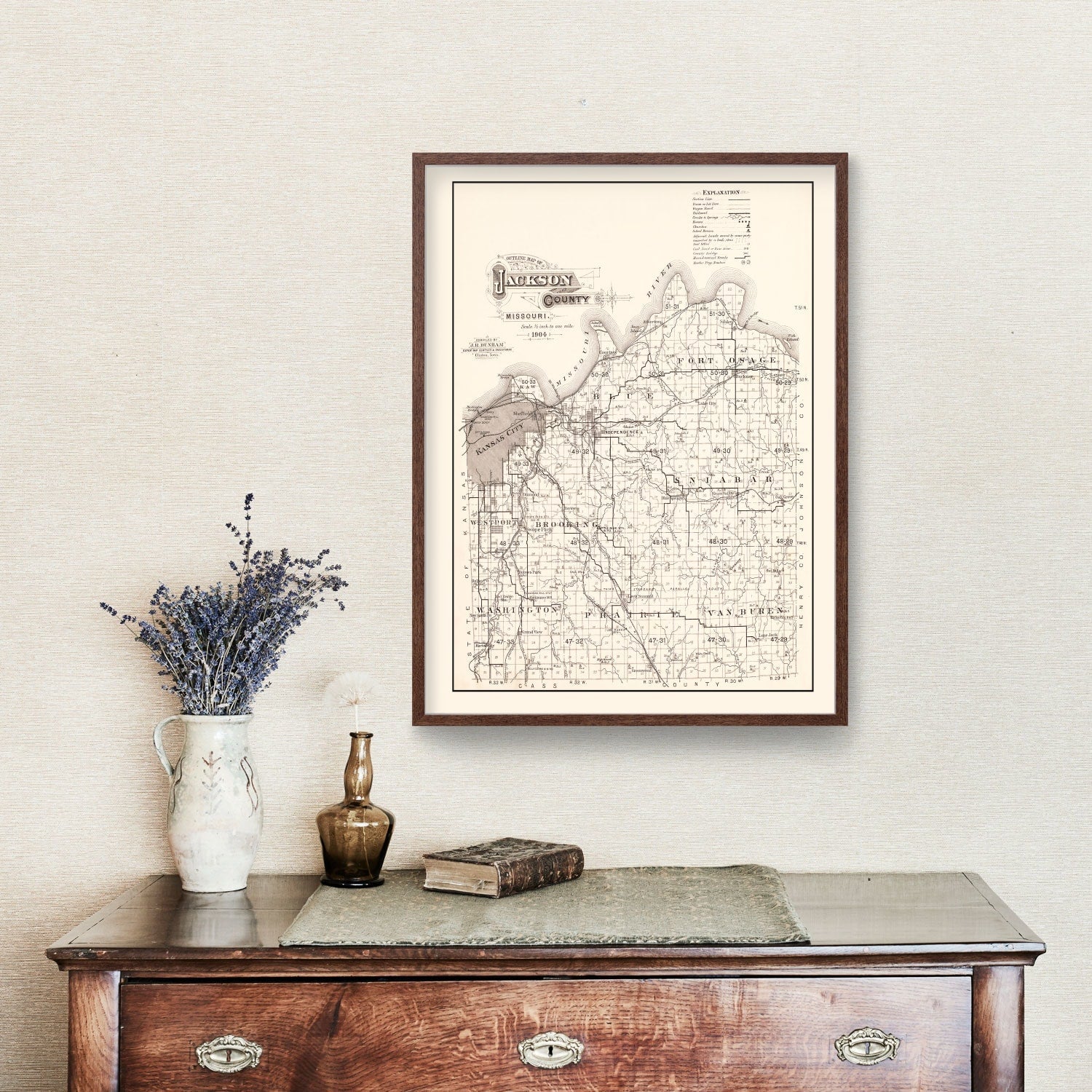 Vintage Map of Jackson County, Missouri 1904