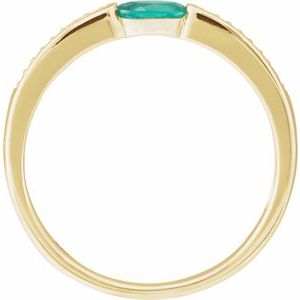 14K Yellow Gold Imitation Emerald & .05 CTW Natural Diamond Ring