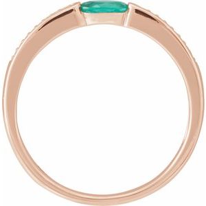 14K Rose Gold Imitation Emerald & .05 CTW Natural Diamond Ring