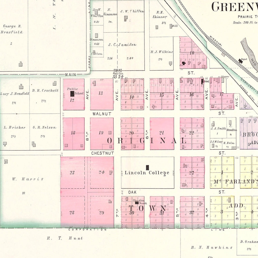 Vintage Map of Greenwood, Missouri 1904