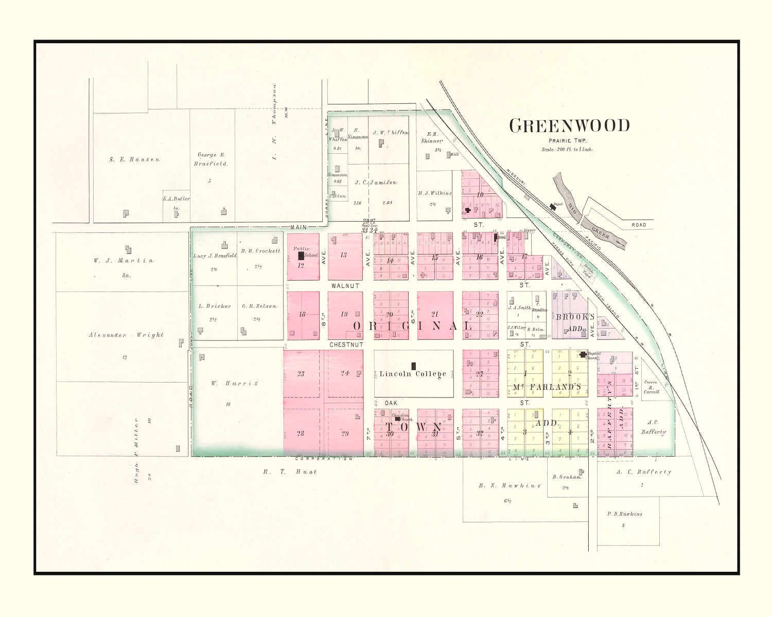 Vintage Map of Greenwood, Missouri 1904