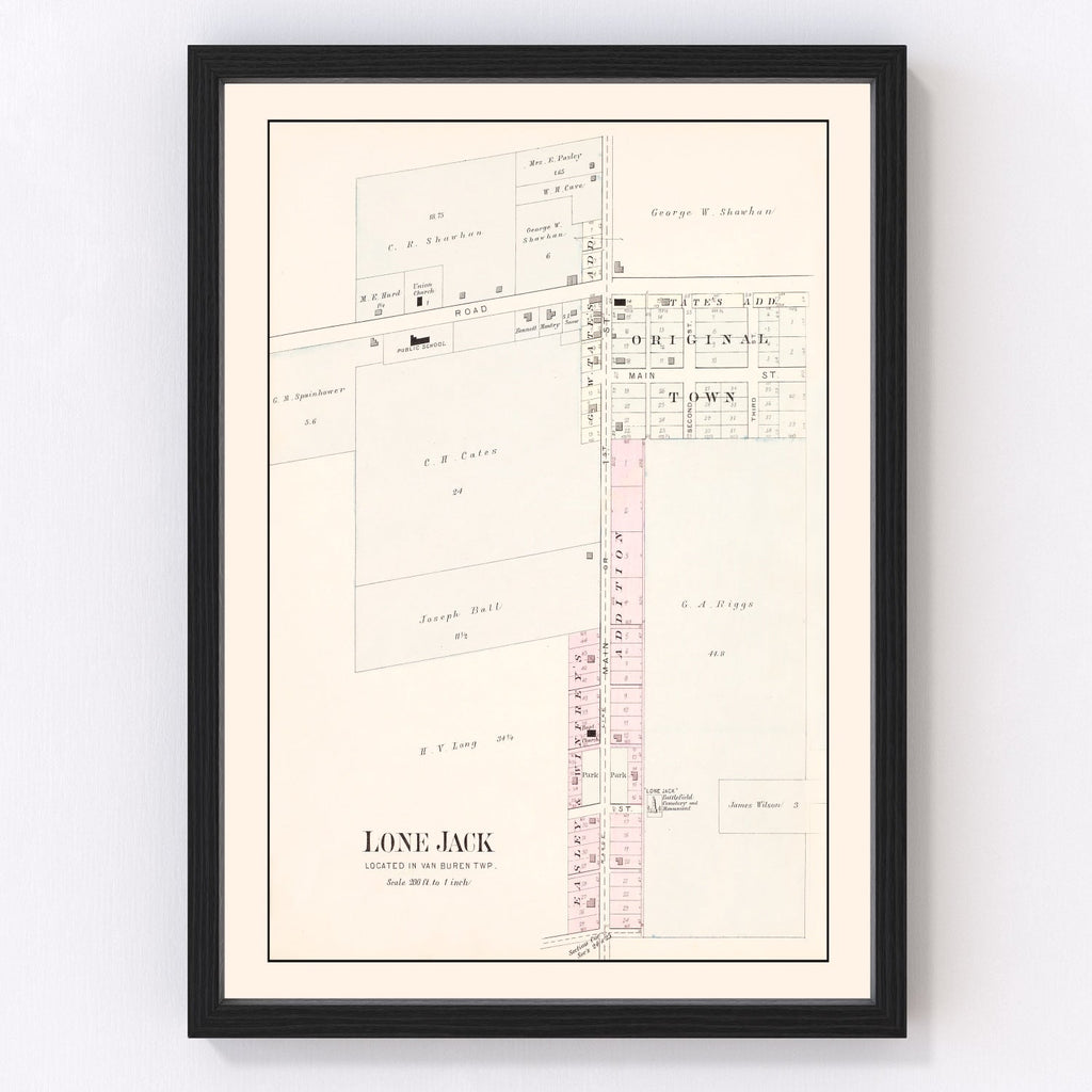 Vintage Map of Lone Jack, Missouri 1904