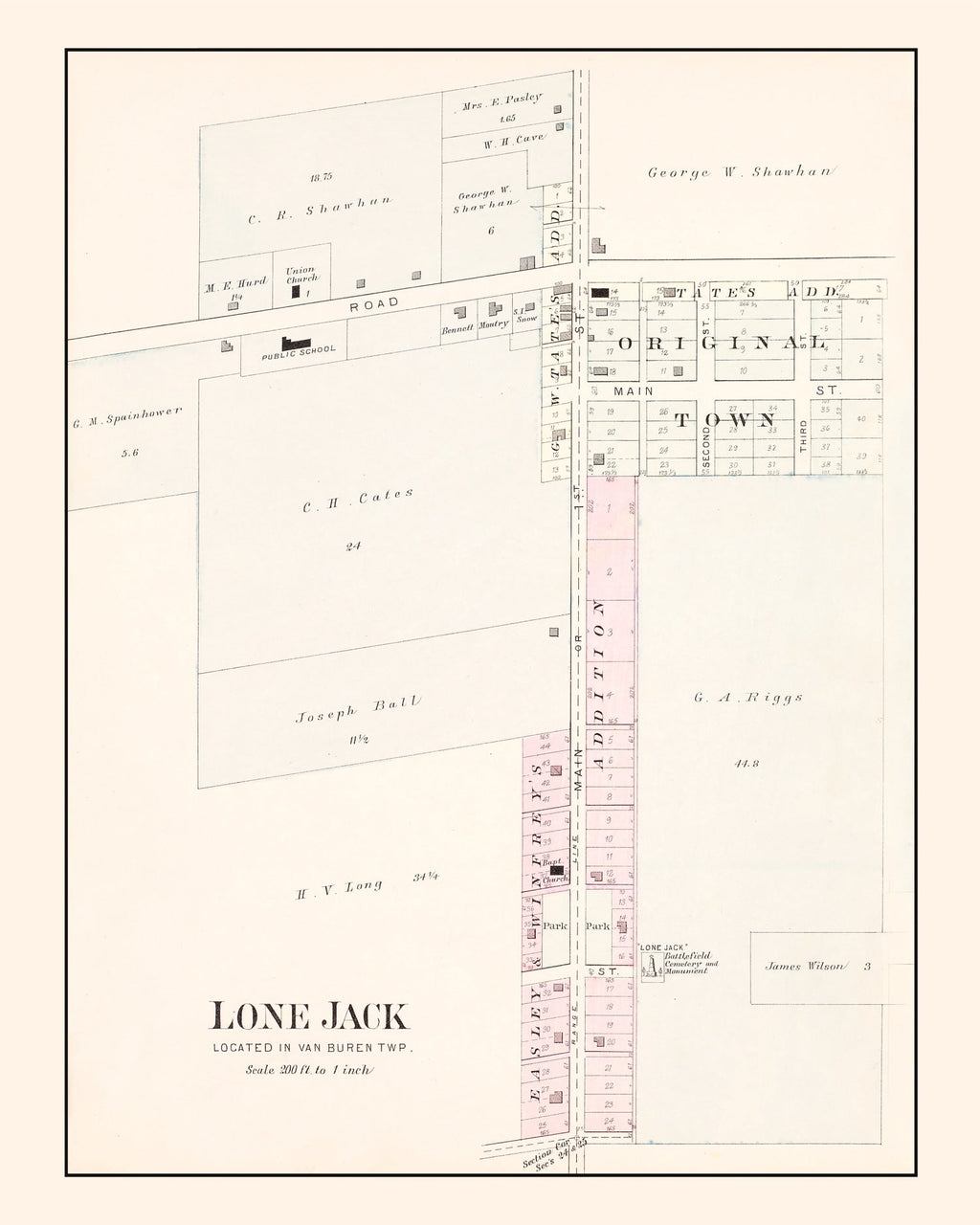 Vintage Map of Lone Jack, Missouri 1904