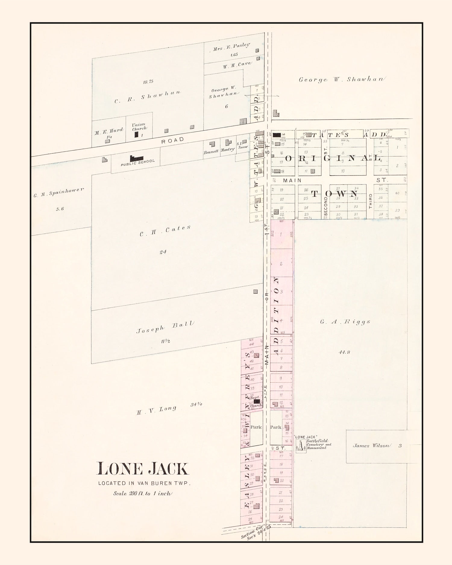 Vintage Map of Lone Jack, Missouri 1904
