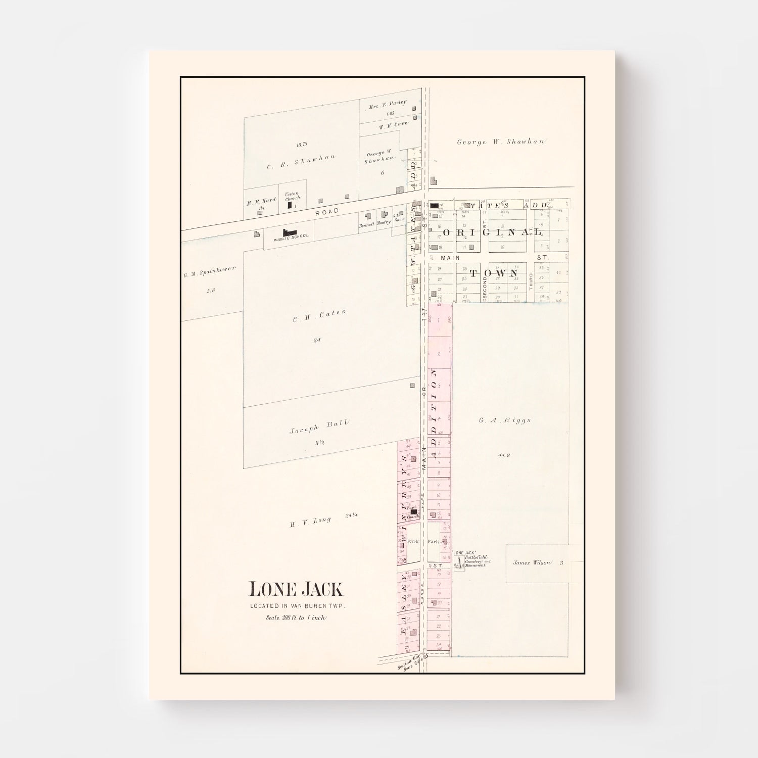 Vintage Map of Lone Jack, Missouri 1904
