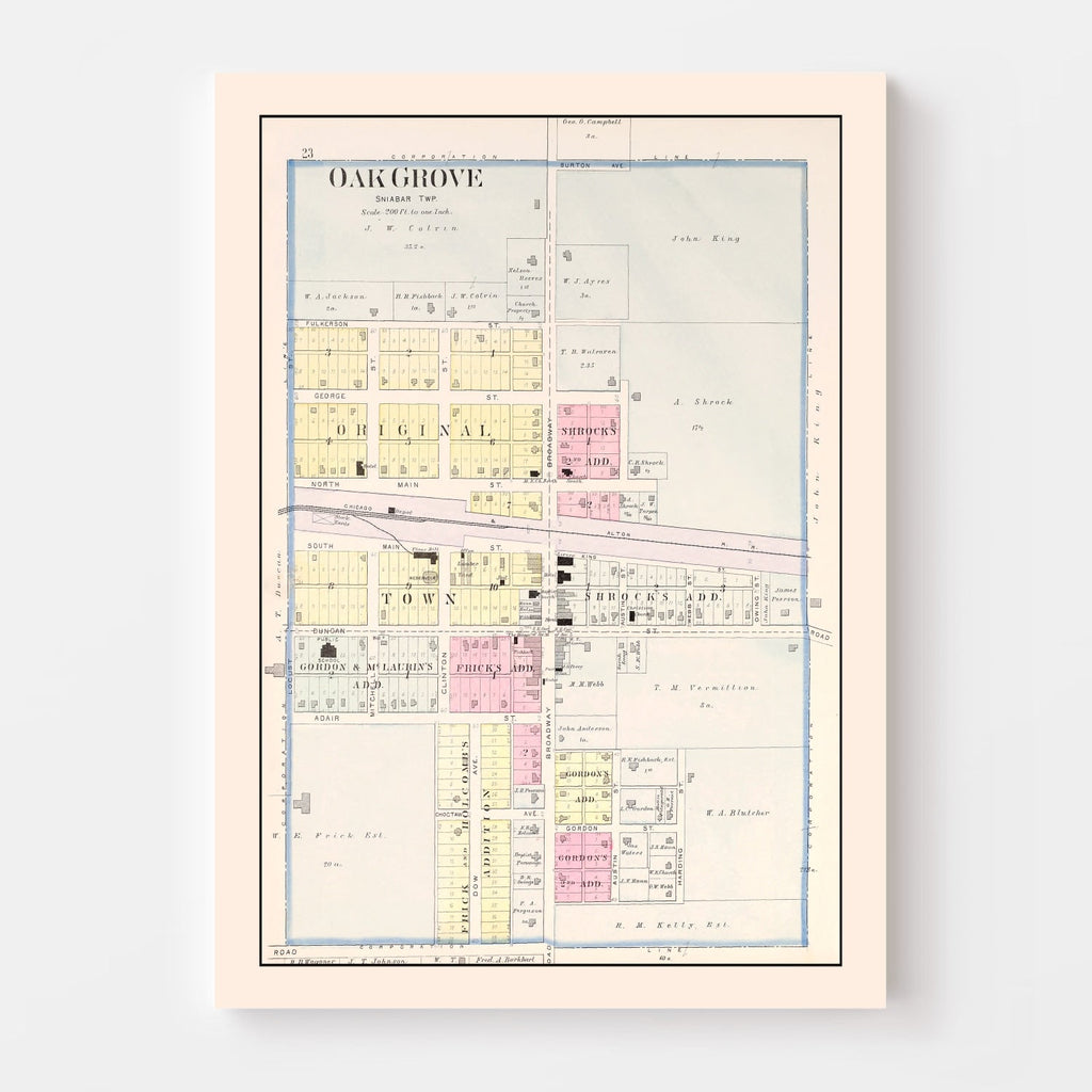 Vintage Map of Oak Grove, Missouri 1904
