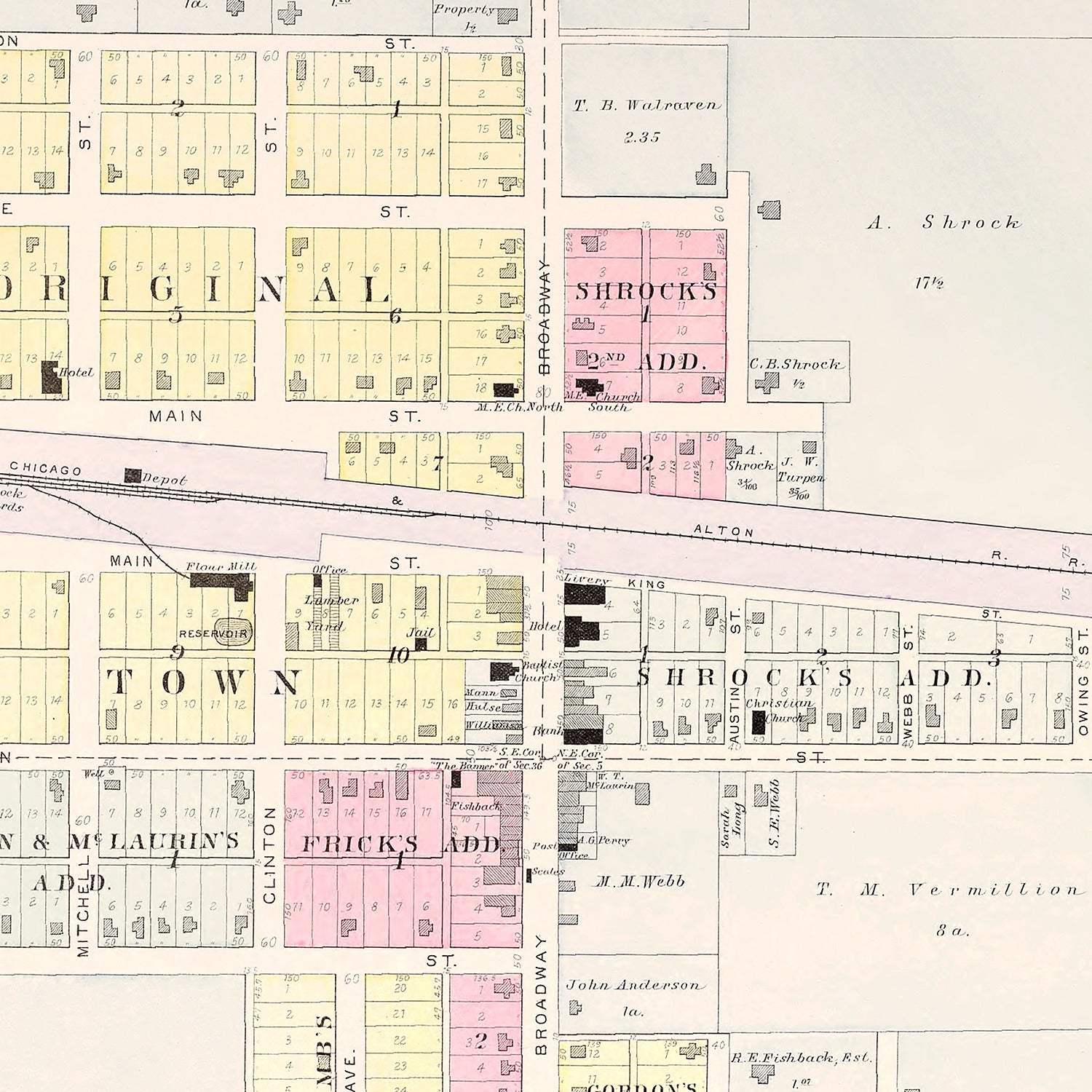 Vintage Map of Oak Grove, Missouri 1904