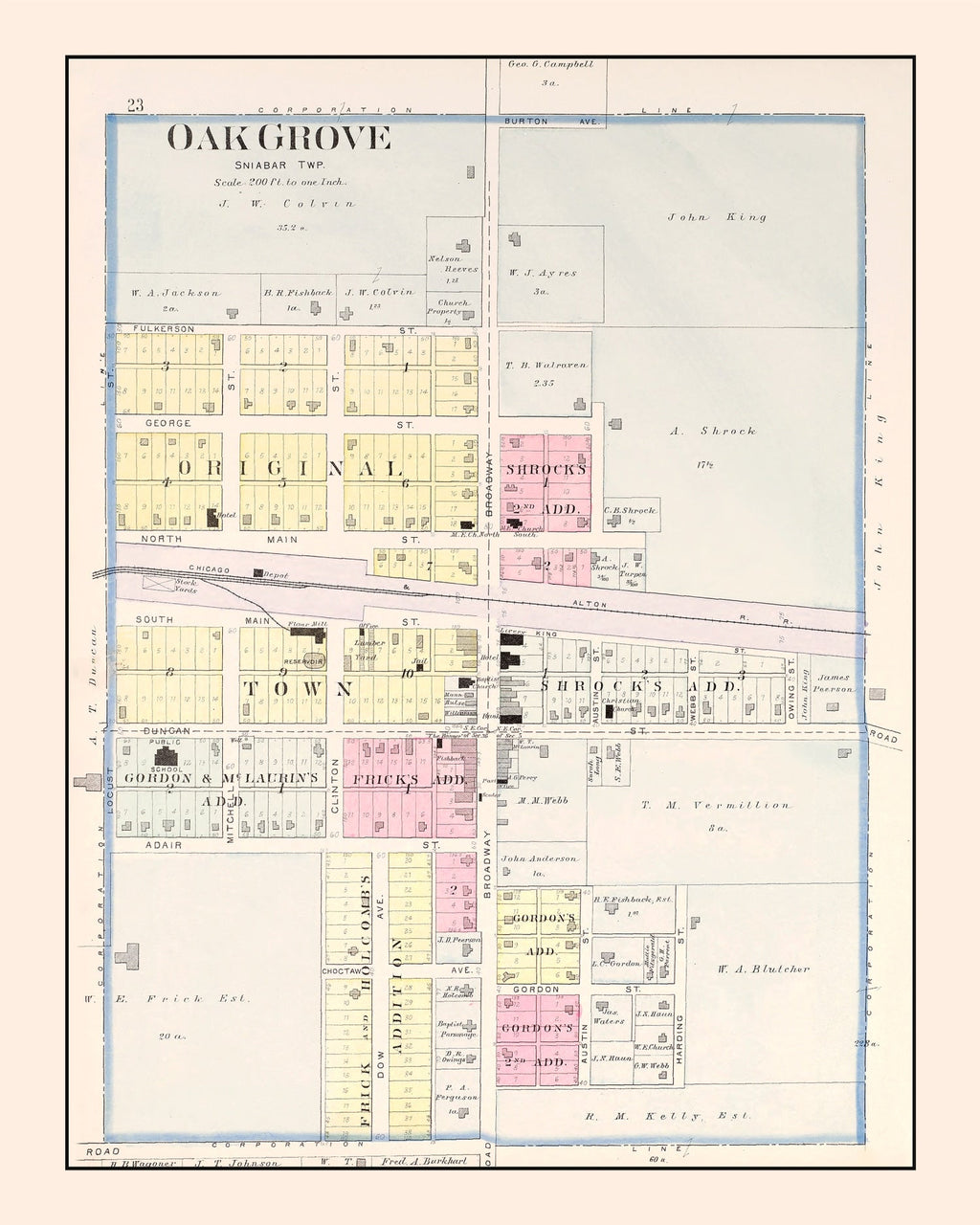 Vintage Map of Oak Grove, Missouri 1904