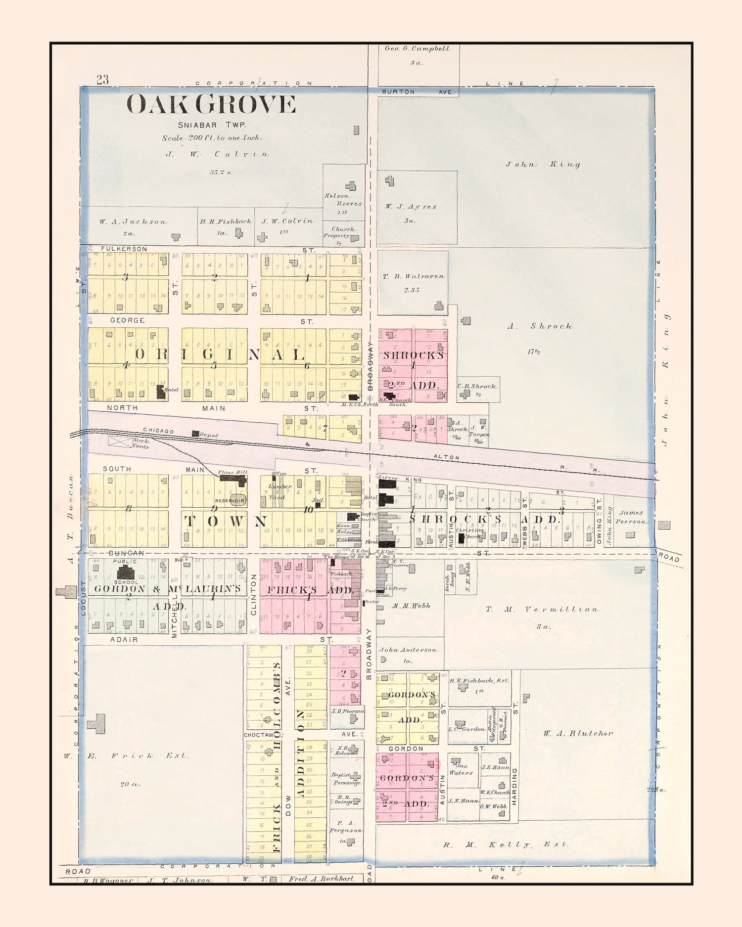 Vintage Map of Oak Grove, Missouri 1904