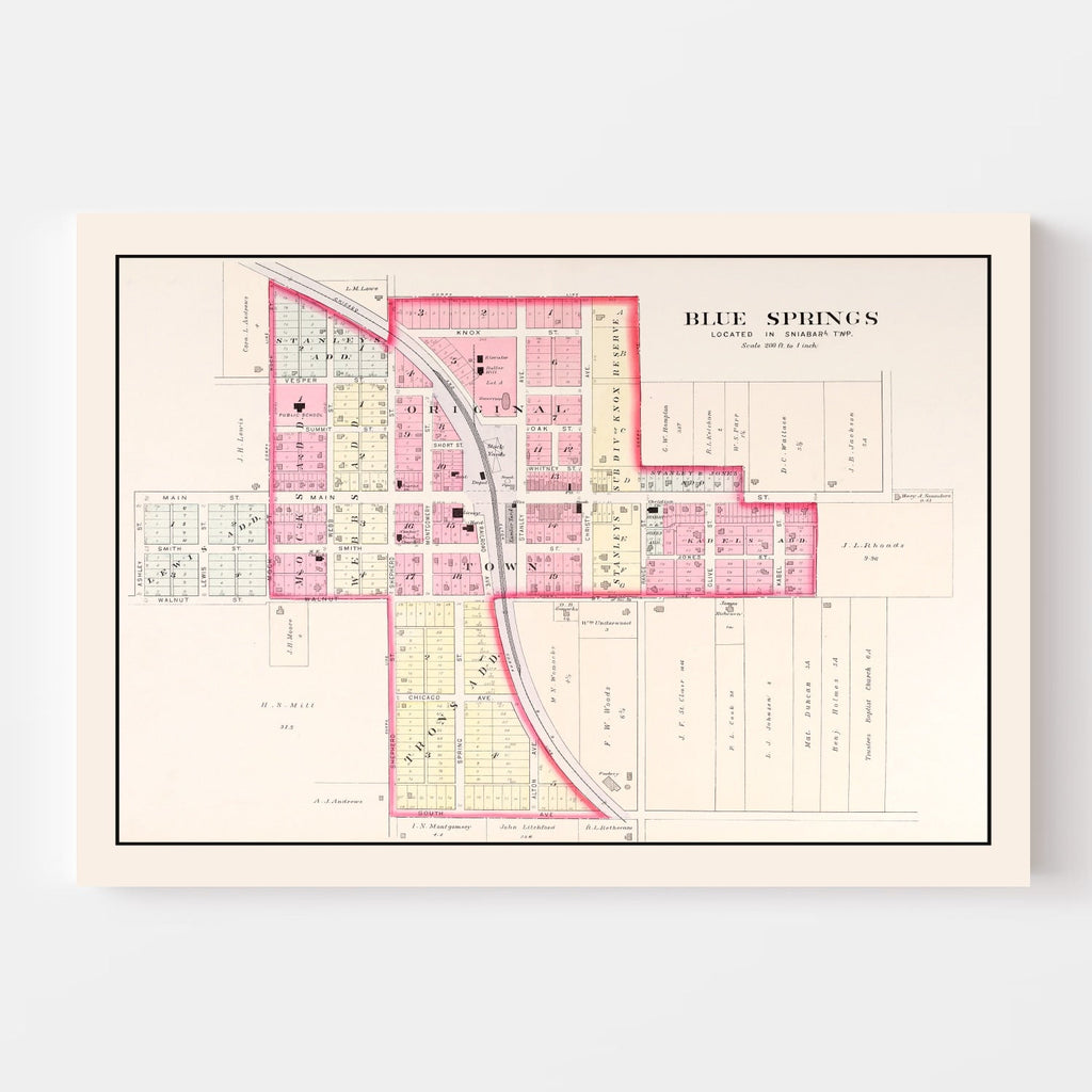 Vintage Map of Blue Springs, Missouri 1904