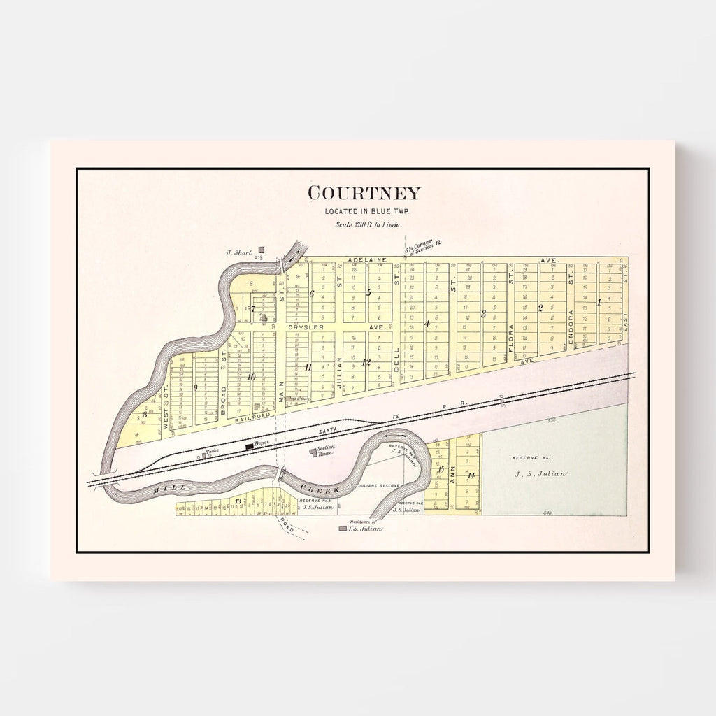 Vintage Map of Courtney, Missouri 1904