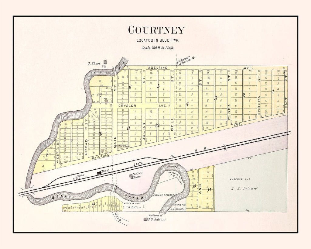 Vintage Map of Courtney, Missouri 1904