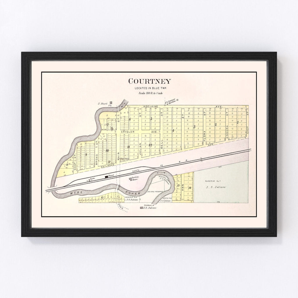 Vintage Map of Courtney, Missouri 1904