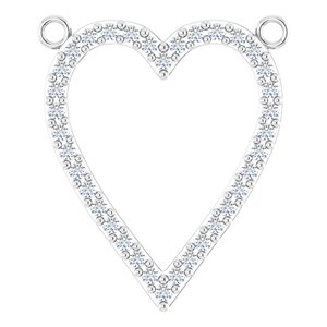 14K White Gold 1/4 CTW Natural Diamond Heart Necklace Center