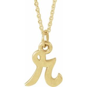 14K Yellow Gold Petite Initial R 16" Necklace