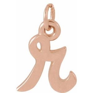 14K Rose Gold Petite Initial R Pendant