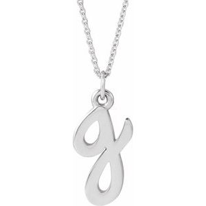 14K White Gold Petite Initial G 16" Necklace