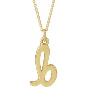 14K Yellow Gold Petite Initial B 16" Necklace