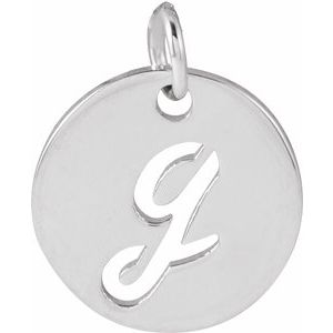 14K White Gold Script Initial G Pendant
