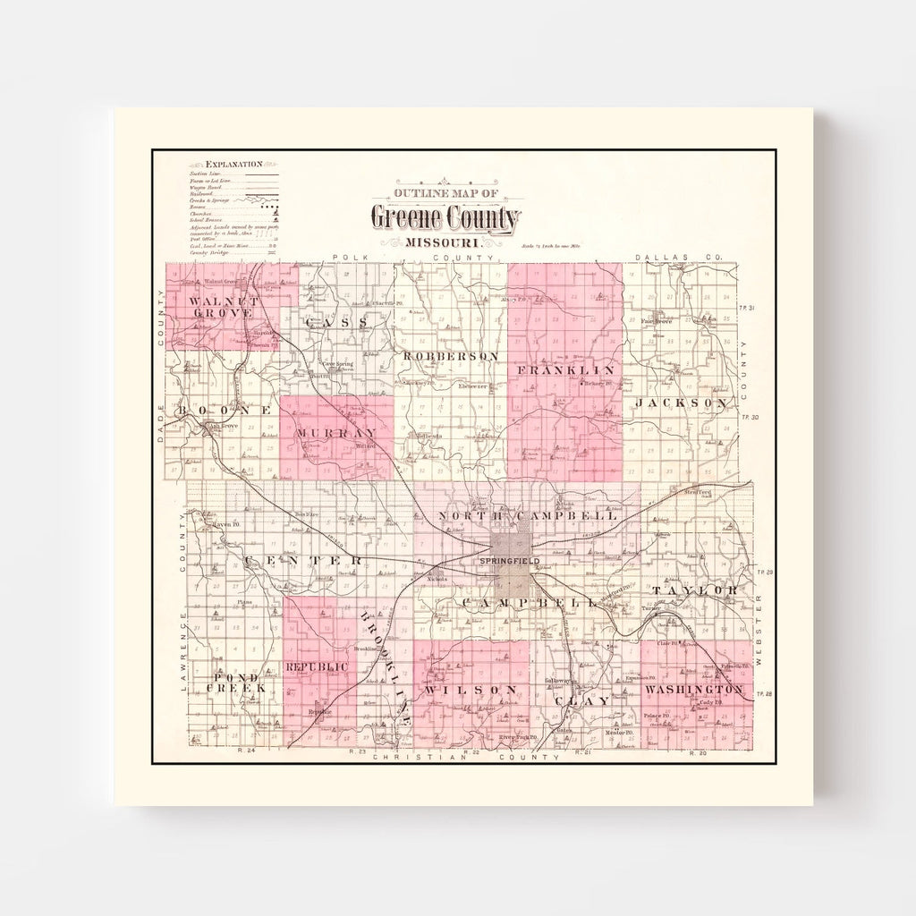 Vintage Map of Greene County, Missouri 1904