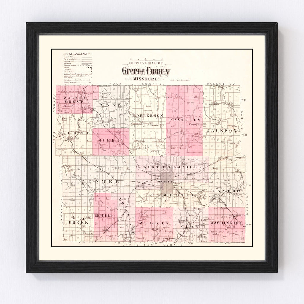 Vintage Map of Greene County, Missouri 1904