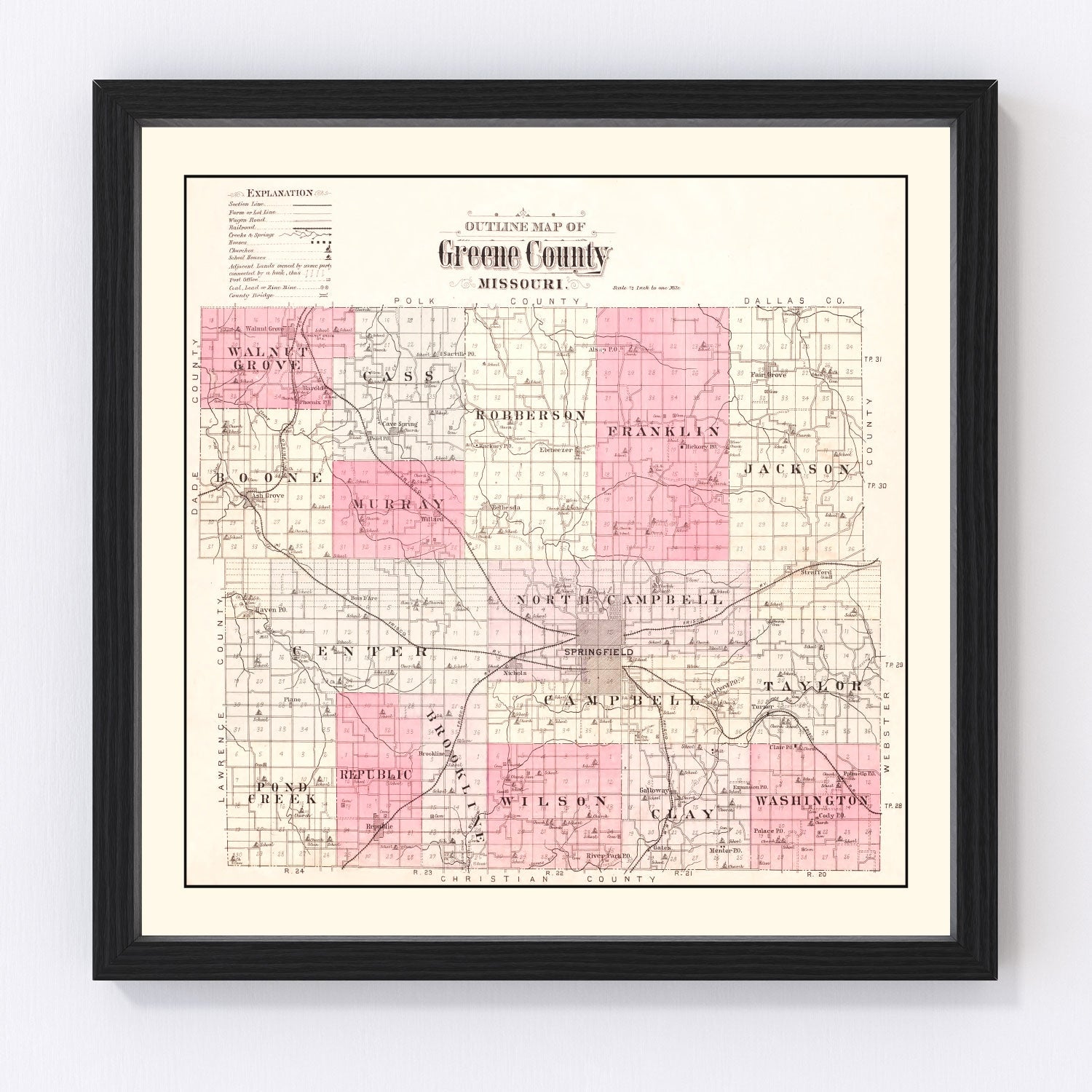 Vintage Map of Greene County, Missouri 1904