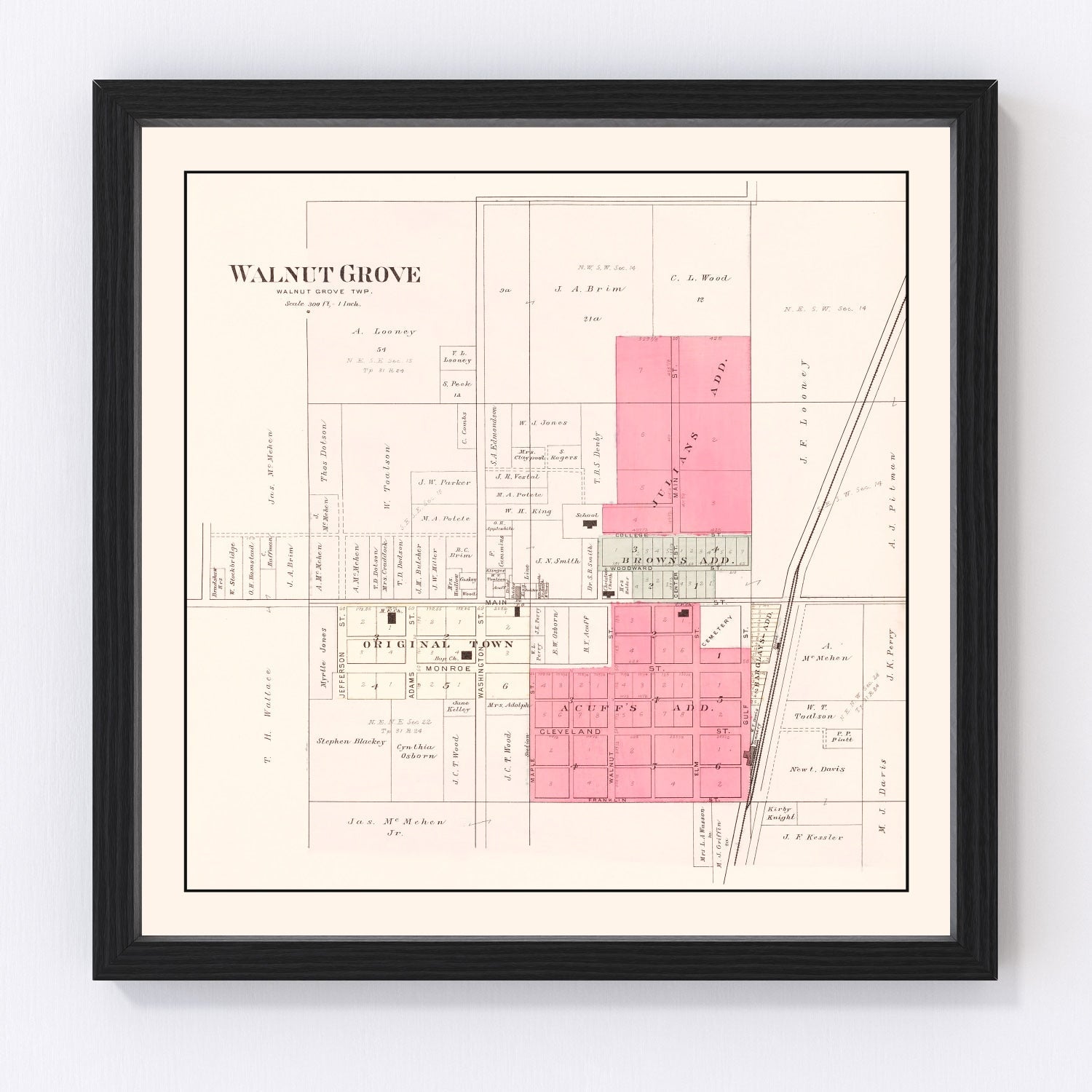 Vintage Map of Walnut Grove, Missouri 1904