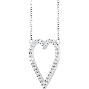 Sterling Silver 1/4 CTW Natural Diamond Heart 18" Necklace