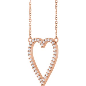 14K Rose Gold 1/4 CTW Natural Diamond Heart 18" Necklace