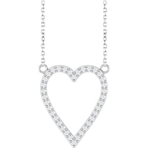 14K White Gold 1/4 CTW Natural Diamond Heart 18" Necklace