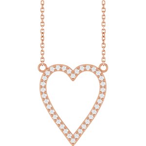 14K Rose Gold 1/4 CTW Natural Diamond Heart 18" Necklace