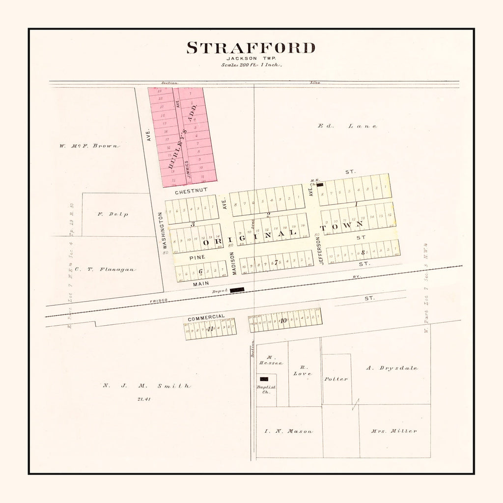 Vintage Map of Strafford, Missouri 1904