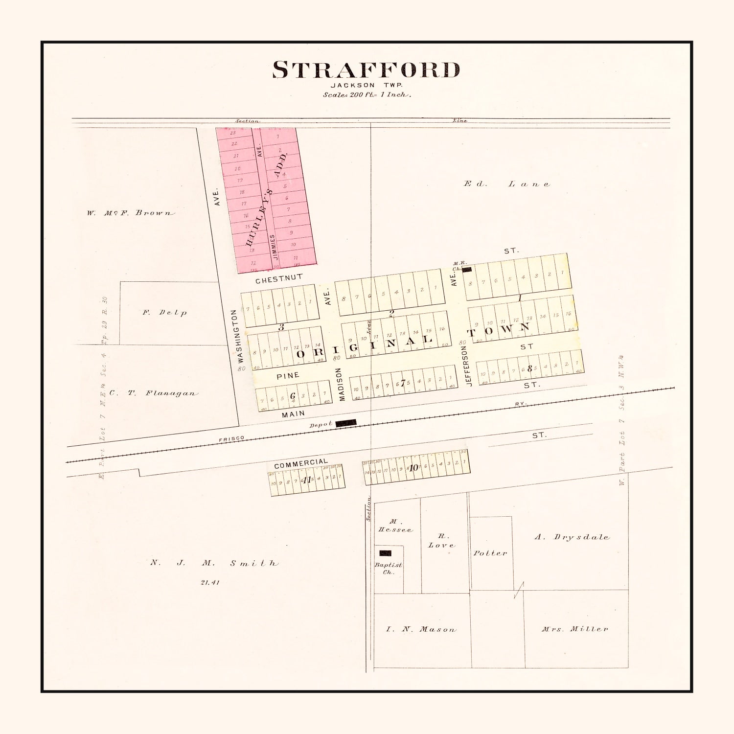 Vintage Map of Strafford, Missouri 1904